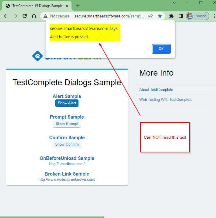 TestComplete 15 Dialogs Sample2.png